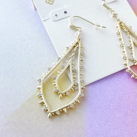 $85 kendra scott Alice Gold Drop Earrings New - Picture 3 of 3